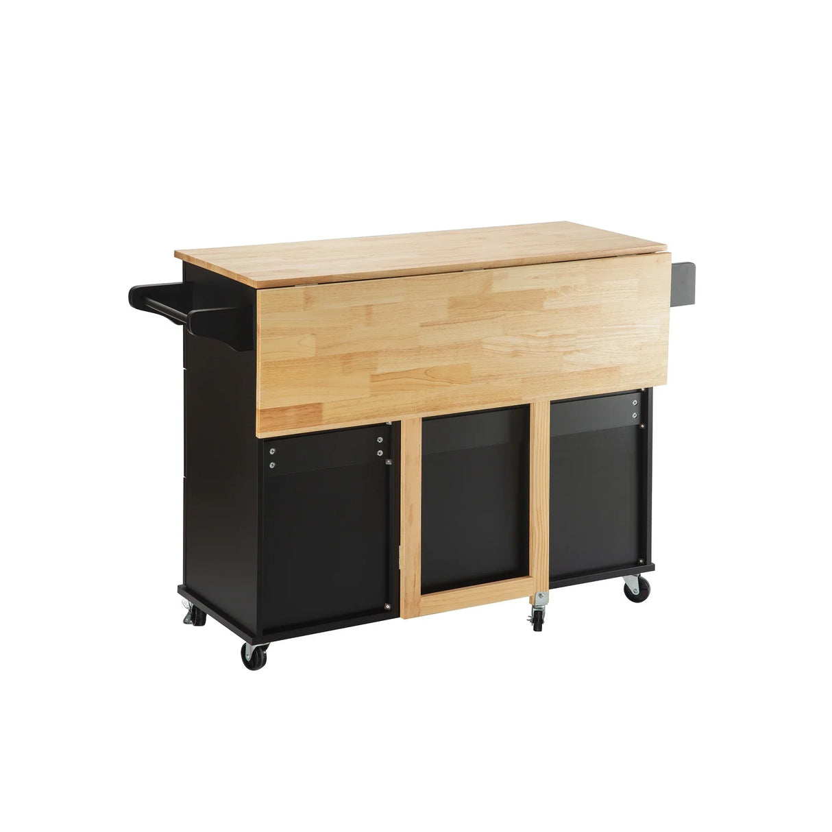 Rolling Kitchen Island Cart With Rubber Wood Tabletop - Omega Lifestyles