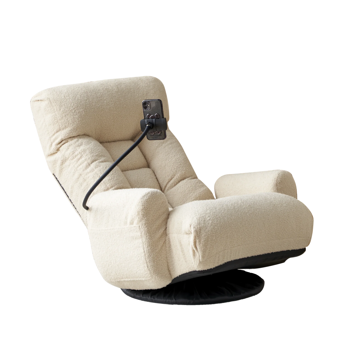 Adjustable Beige Soft Plush Rotating Lounge Chair - Omega Lifestyles