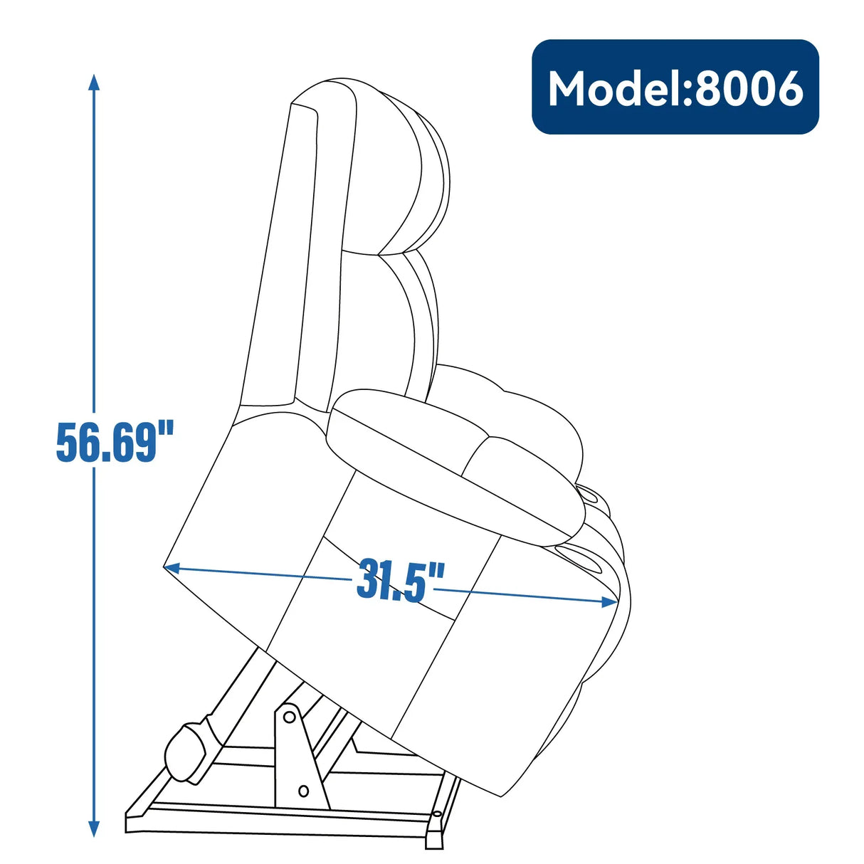 Blue Medium-Firm Power Lift Recliner Chair With Massage - Omega Lifestyles