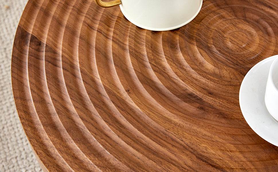 Natural Wood Grain Texture Round Coffee Table - Sleep Galleria