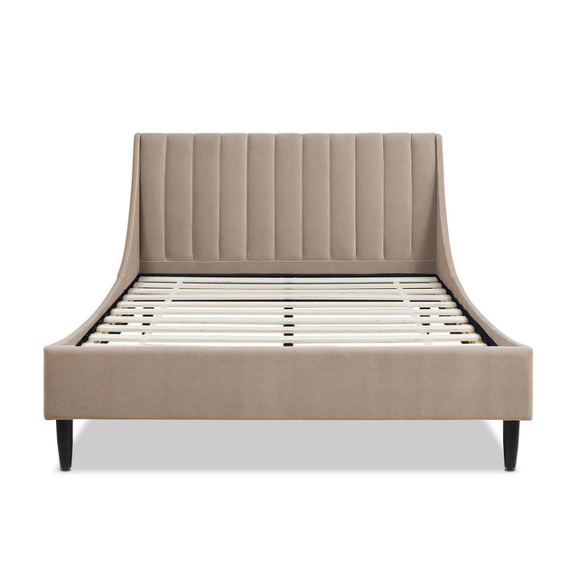 Modern Velvet Upholstered Platform Bed Frame - Omega Lifestyles