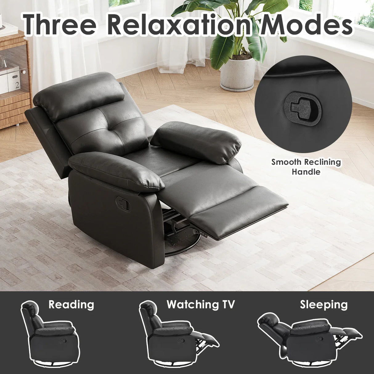 Small Space Swivel Rocker Recliner Chair With Metal Frame - Omega Lifestyles