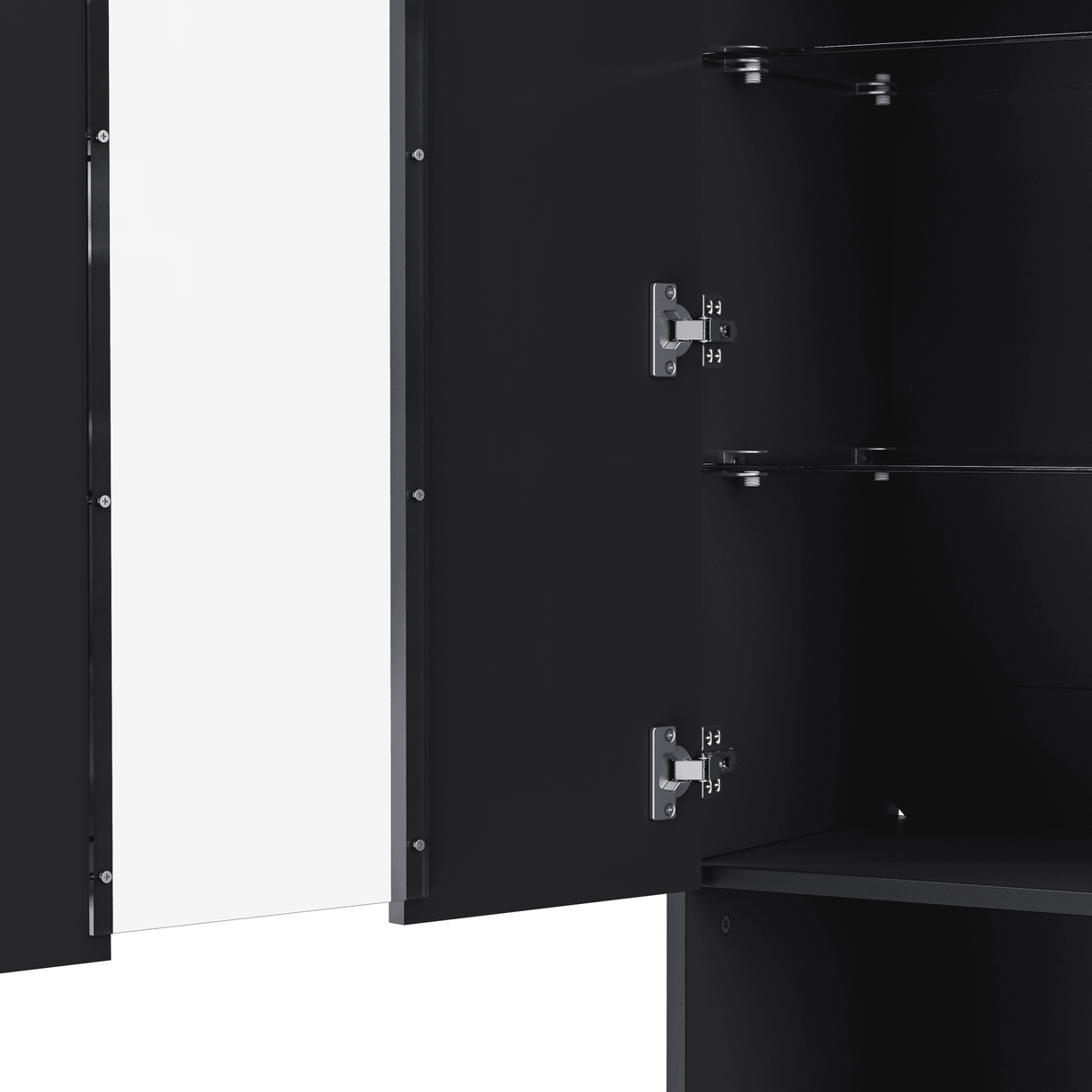 Modern Black LED Fireplace TV Stand with Shelves - Omega Lifestyles