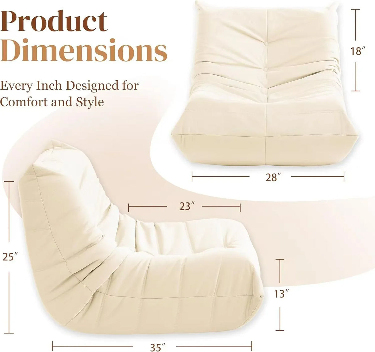 Soft Memory Foam Corduroy Accent Chair White - Omega Lifestyles