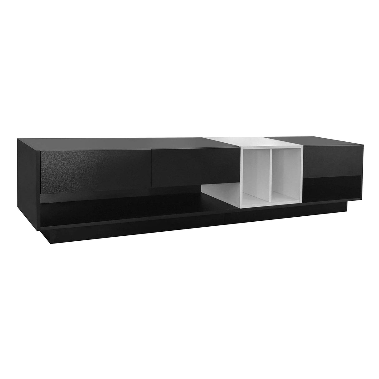 Sleek Two-Tone Black Particle Board TV Stand - Sleep Galleria