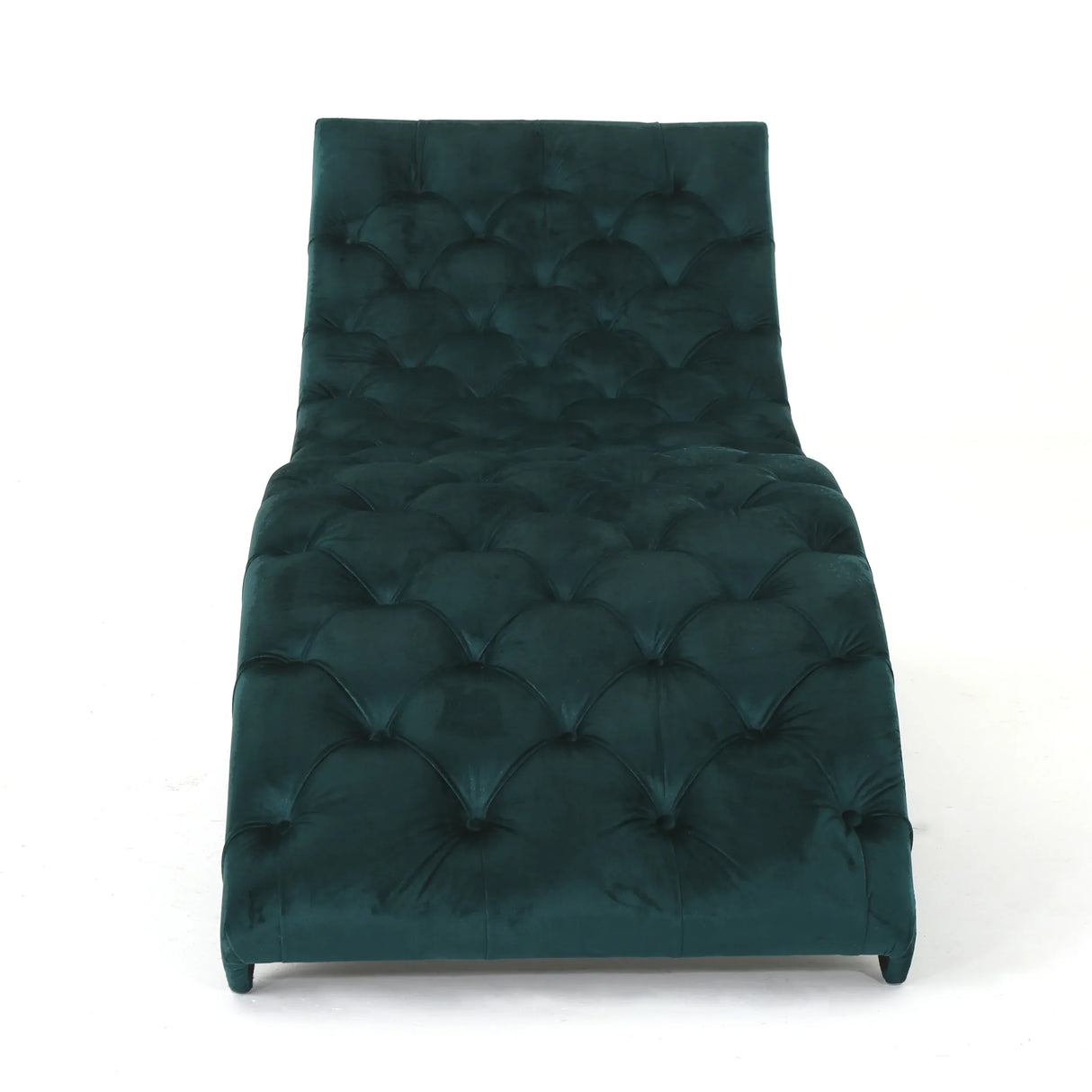 Elegant Teal Altay Velvet Tufted Curved Chaise Lounge - Omega Lifestyles