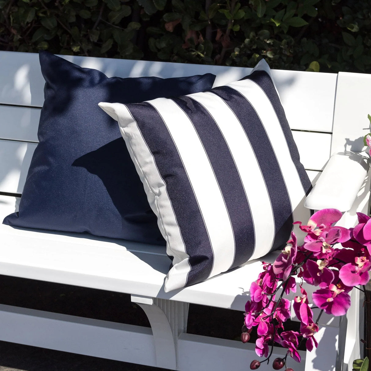 Outdoor Navy Weather Resistant Polyester Throw Pillow 20x20 - Omega Lifestyles
