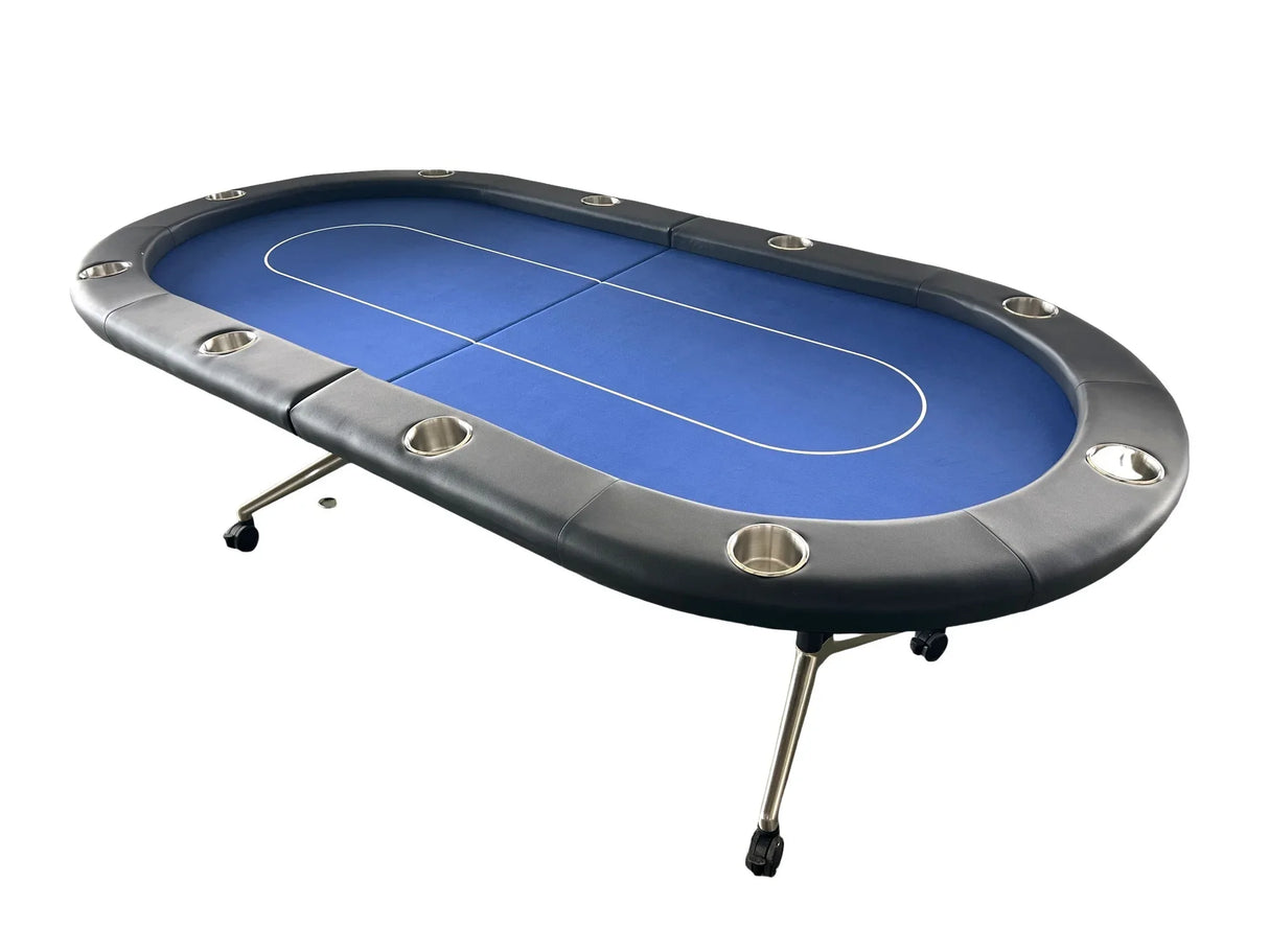 Premium Foldable 10-Player Modern MDF Metal Poker Table - Omega Lifestyles