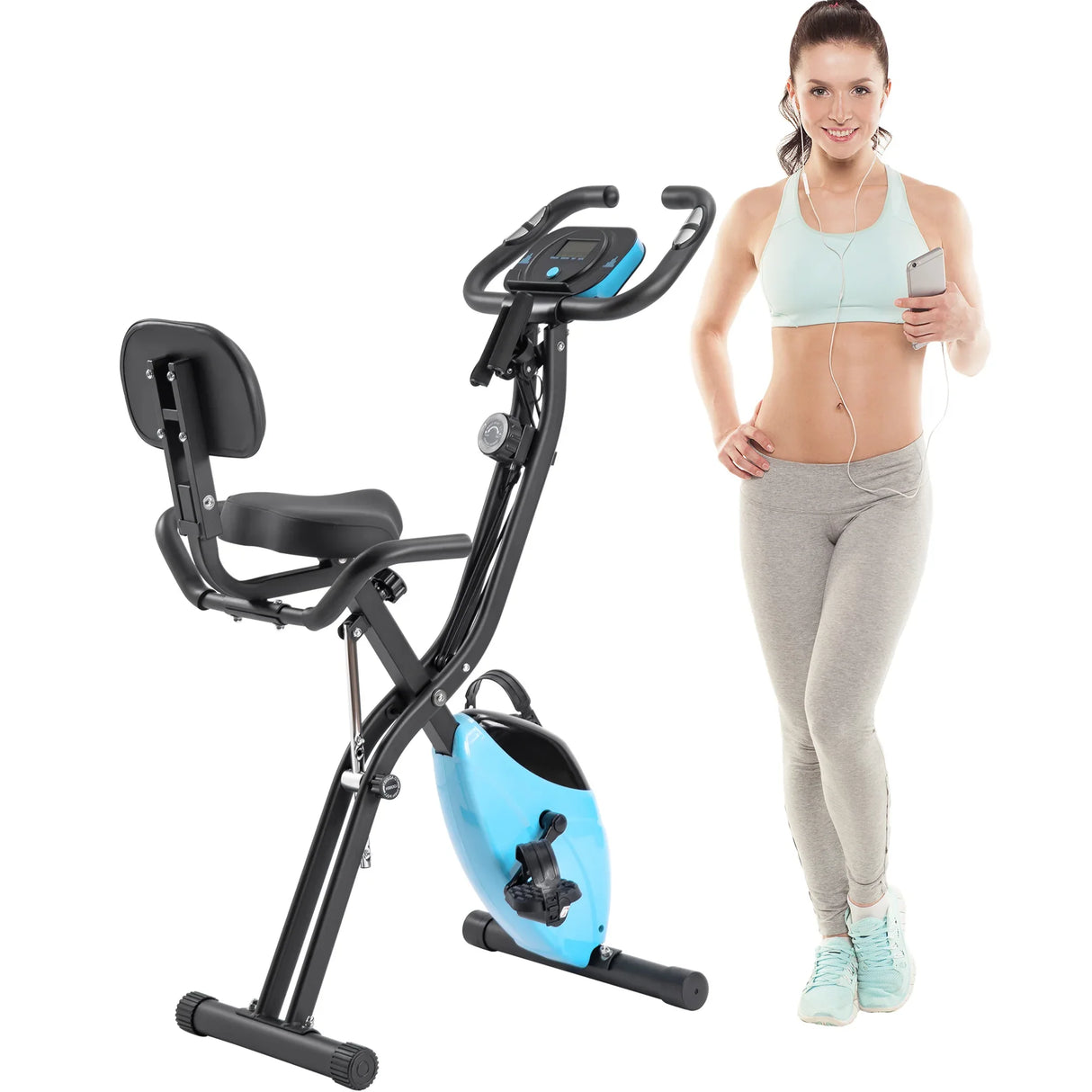 Folding Magnetic Resistance Adjustable Upright Recumbent Exercise Bike - Omega Lifestyles