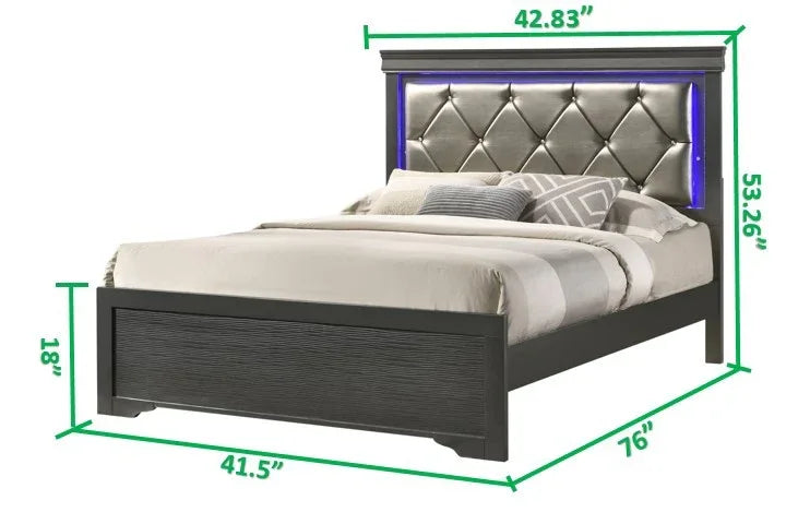 Modern Gray Upholstered Twin Wood Bed Frame - Omega Lifestyles