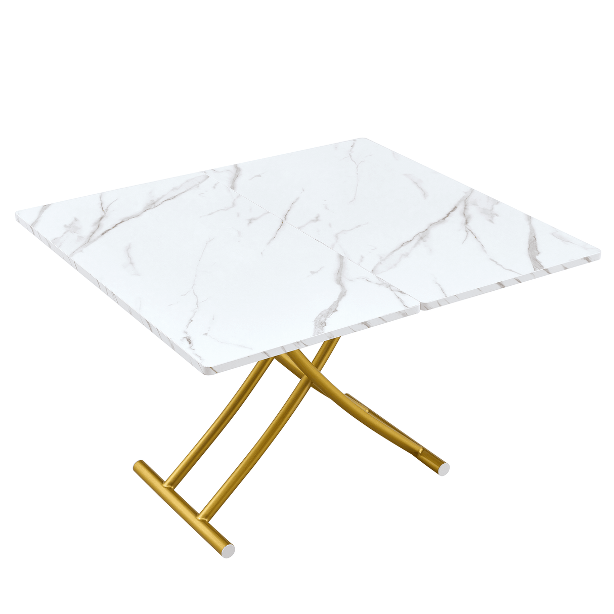 Multifunctional Adjustable Height White Gold Lift Table - Sleep Galleria