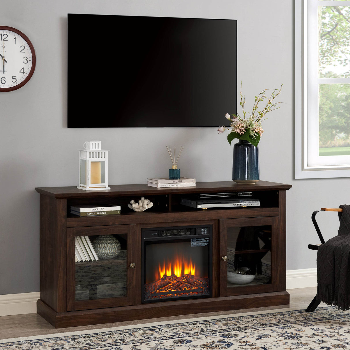Modern American Traditional Fireplace TV Stand Console - Omega Lifestyles