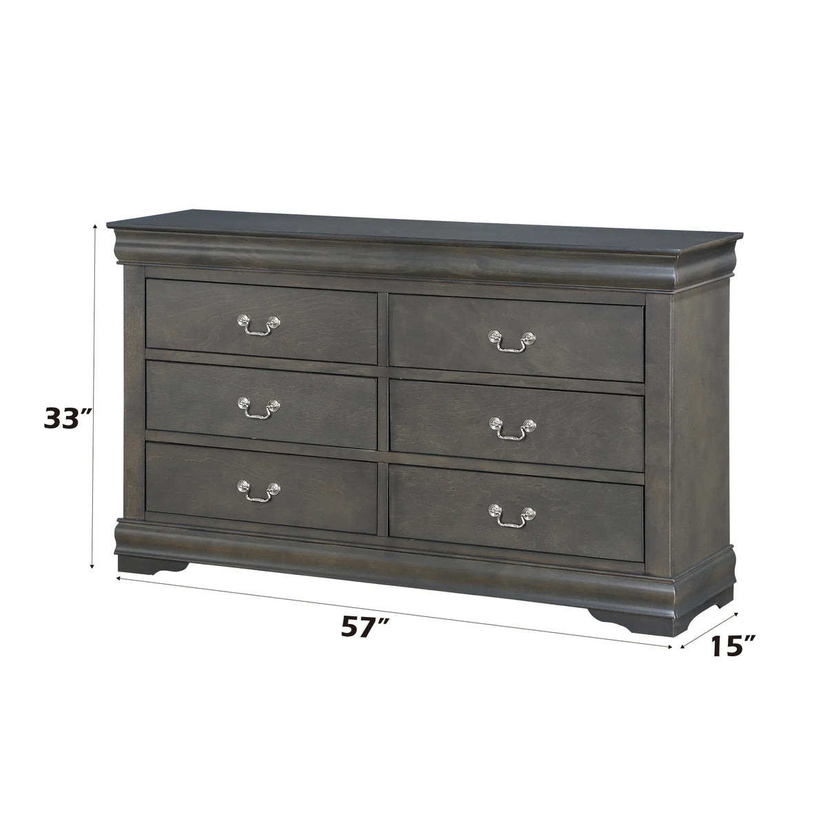Dark Gray Synthetic Wood Six-Drawer Dresser - Omega Lifestyles