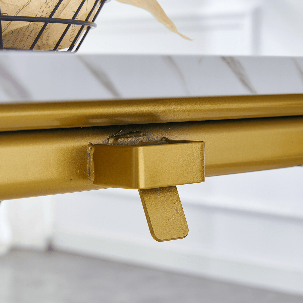 Multifunctional Adjustable Height White Gold Lift Table - Sleep Galleria