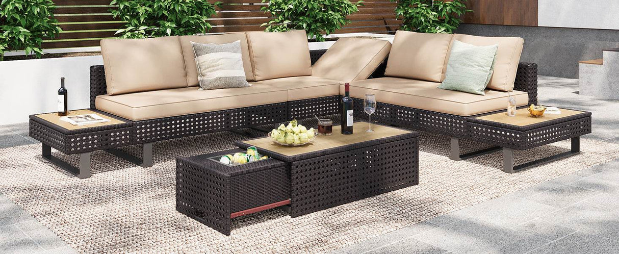 Diamond Weave Outdoor Sectional Furniture Set With Cushions - Omega Lifestyles