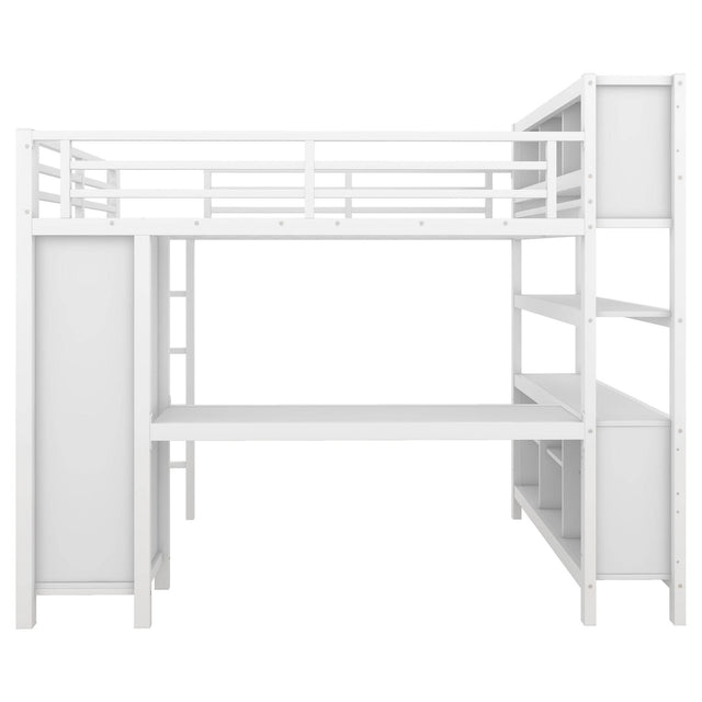 Full Metal Loft Bed With Wardrobe And L-Shaped Desk - Omega Lifestyles