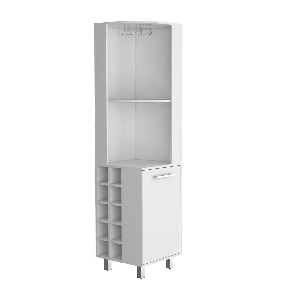 Modern White MDF Corner Bar Cabinet With Wine Rack - Omega Lifestyles