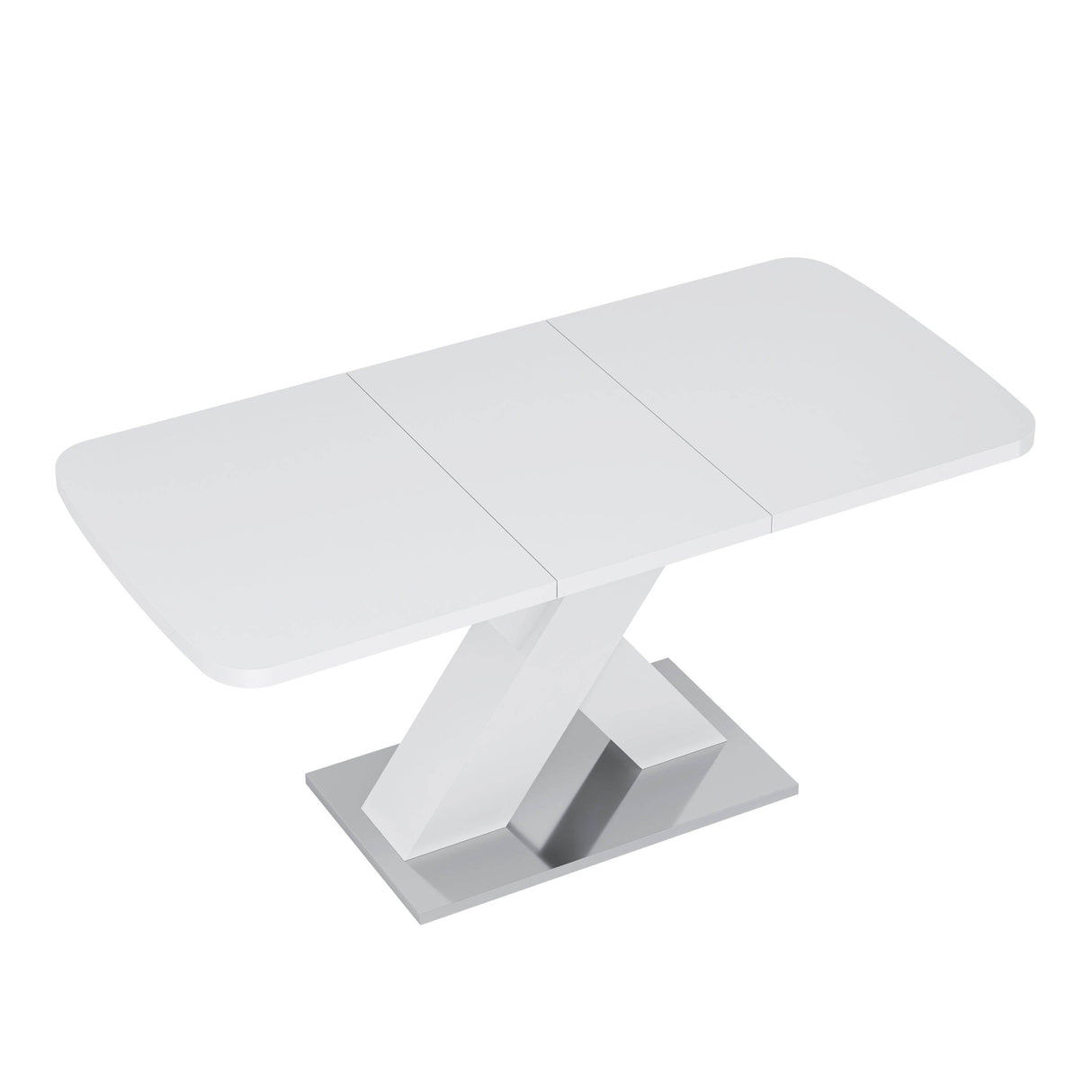 Modern Square Stretchable White MDF Steel Dining Table - Sleep Galleria
