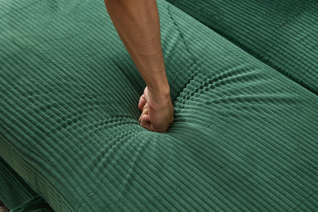 Green Corduroy Chaise Lounge Chair With Ottoman - Omega Lifestyles