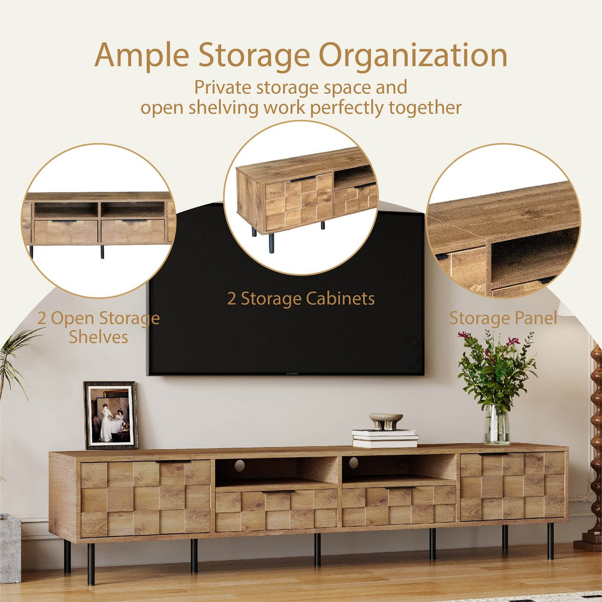 Mid Century Modern TV Stand With Storage Drawers - Sleep Galleria