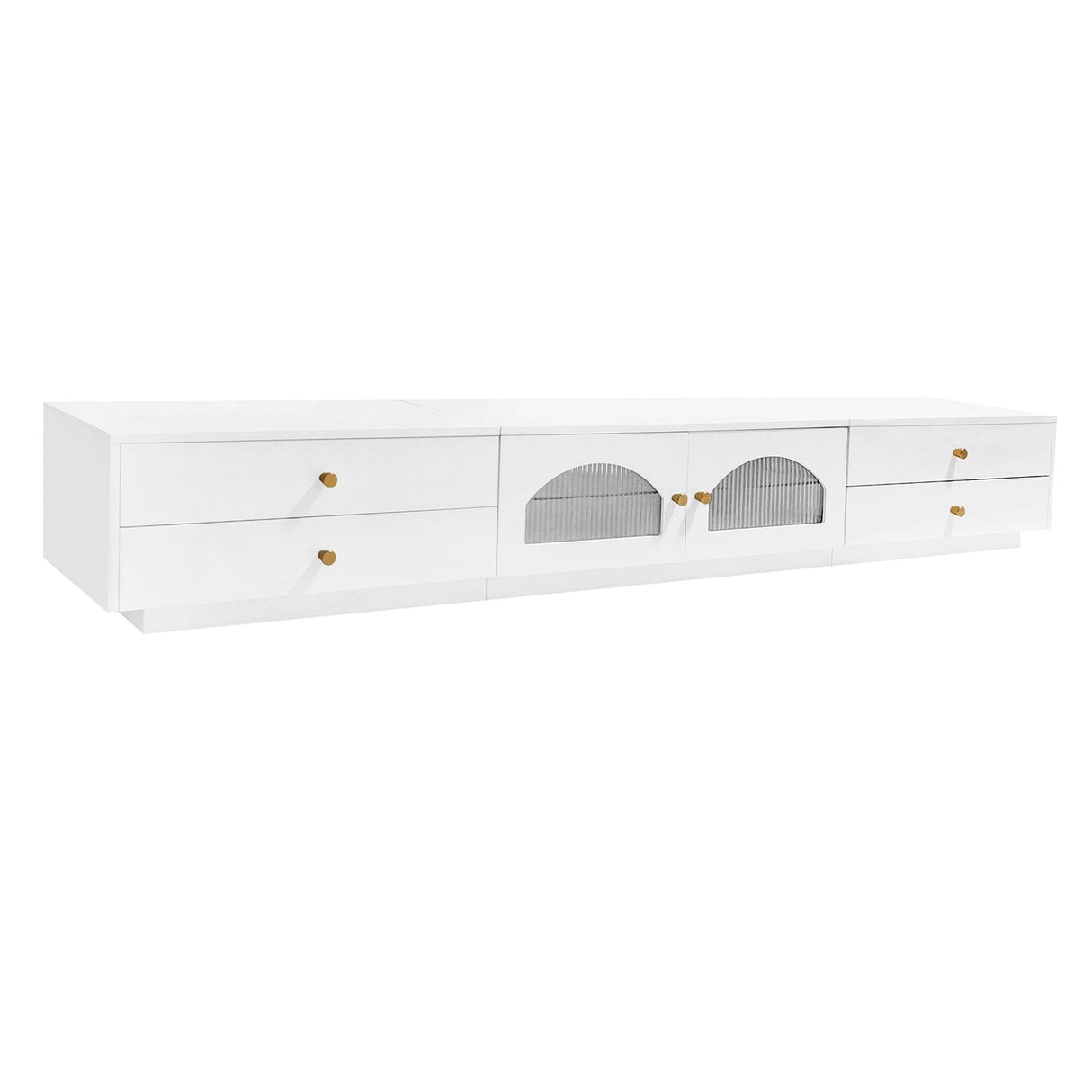 Modern White Particle Board TV Stand With Drawers - Sleep Galleria