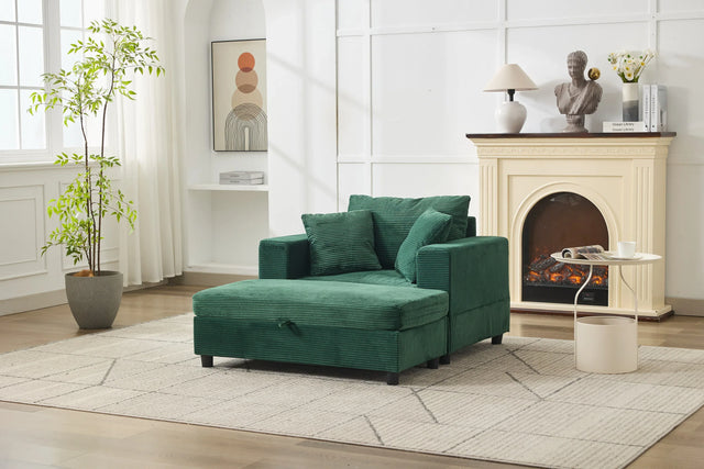 Corduroy Chaise Lounge Chair With Removable Ottoman - Omega Lifestyles