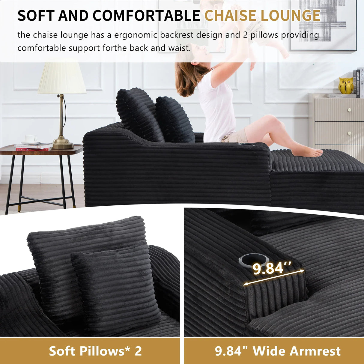 Oversized Corduroy Fabric Twin Sleeper Chaise Lounge Chair - Omega Lifestyles