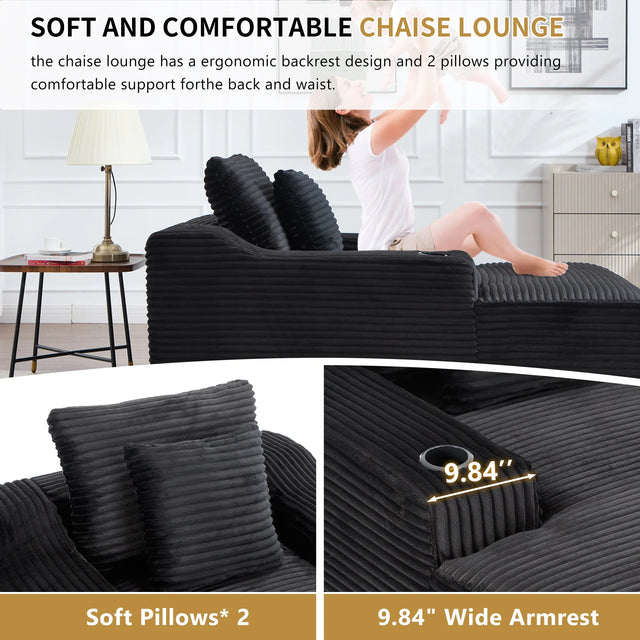 Oversized Corduroy Fabric Twin Sleeper Chaise Lounge Chair - Omega Lifestyles