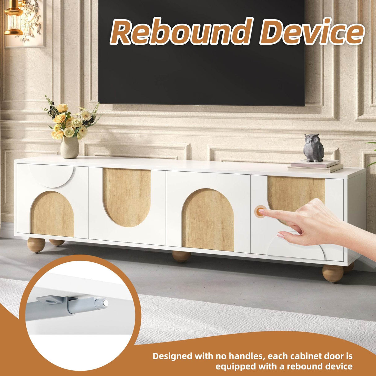 Farmhouse White MDF TV Stand With Cabinets - Sleep Galleria