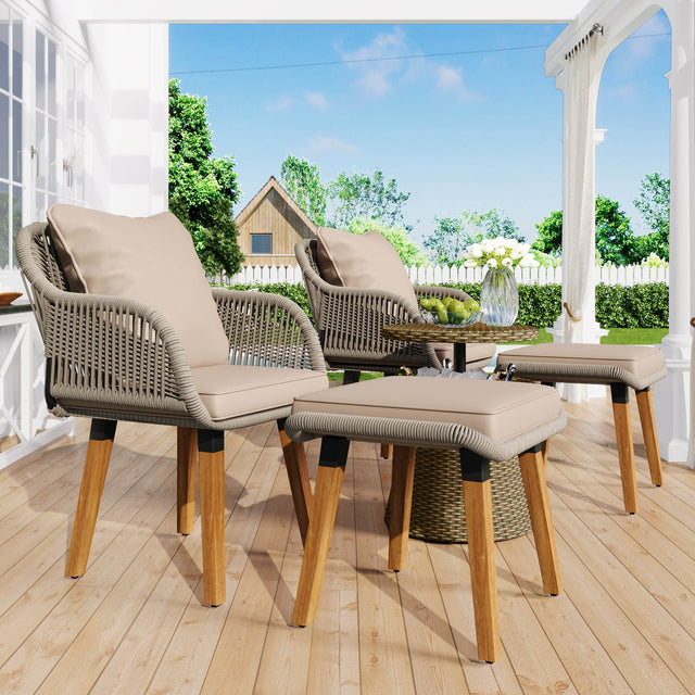 5-Piece Outdoor Patio Furniture Set With Cool Bar Table - Omega Lifestyles