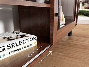 Mid Century Modern Walnut Wood TV Stand With Charging Station - Sleep Galleria