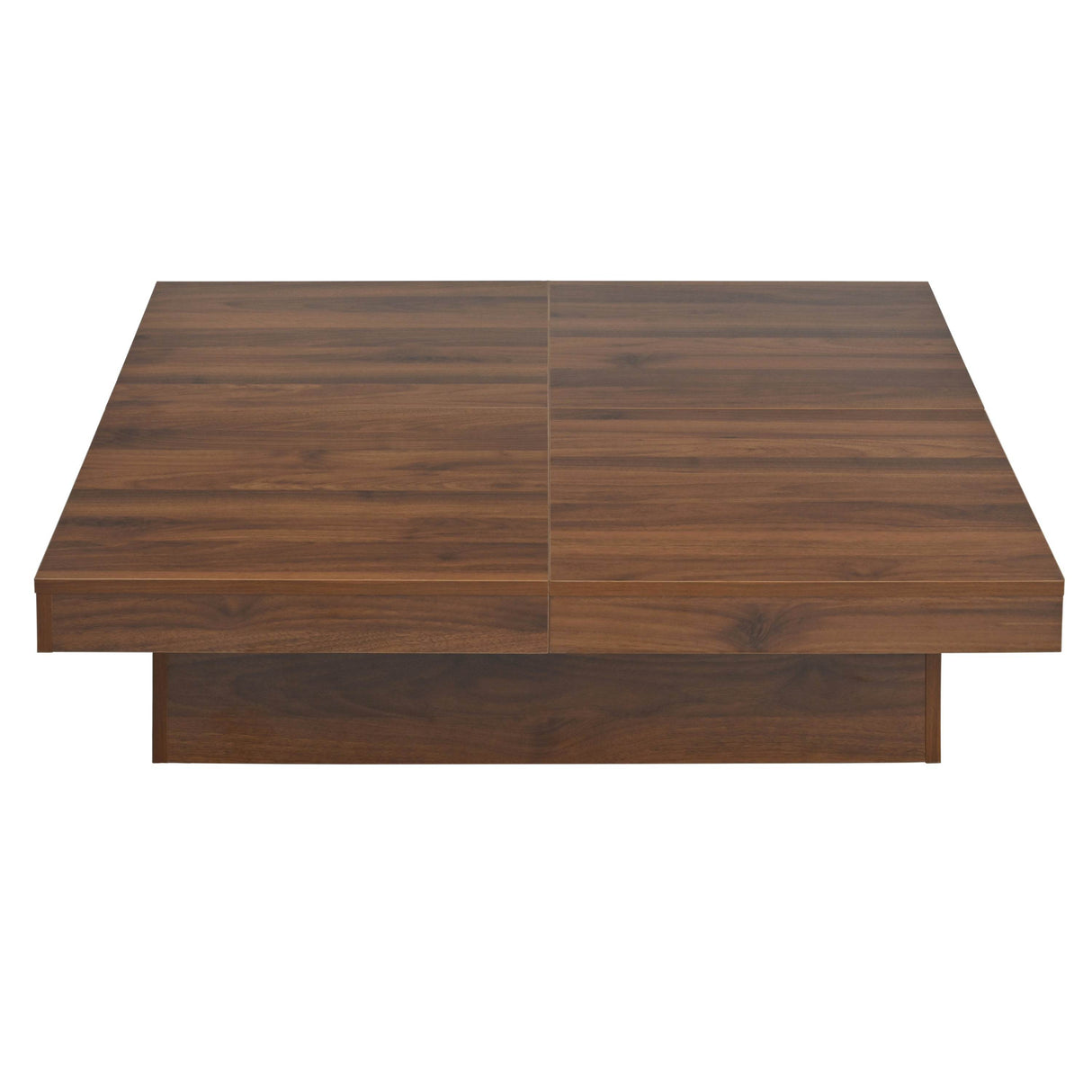 Square Walnut Veneer Coffee Table With Sliding Storage - Sleep Galleria