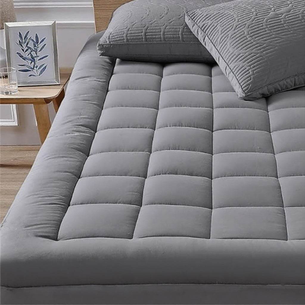 Full Size Plush Cotton Mattress Pad With Elastic Skirt - Sleep Galleria