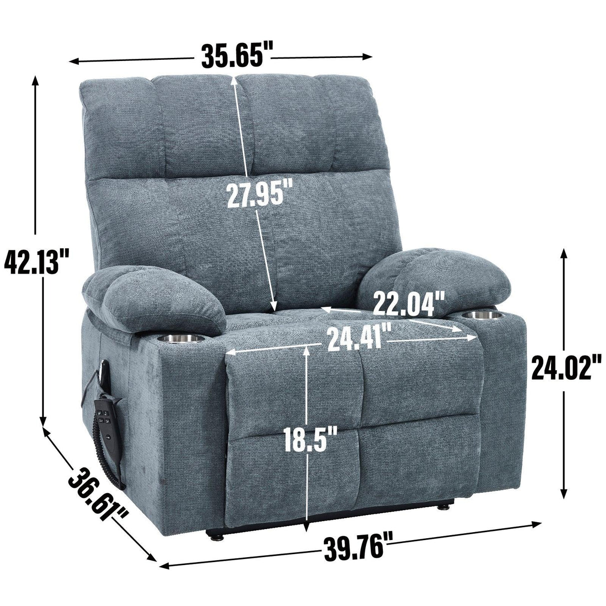 Medium-Firm Chenille Power Lift Recliner Chair With Massage - Omega Lifestyles