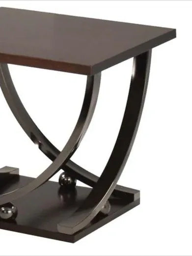 Isiah Square Metal Stand Wood Top End Table - Omega Lifestyles