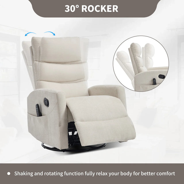 Heat Massage Recliner Chair With Swivel Rocking - Omega Lifestyles