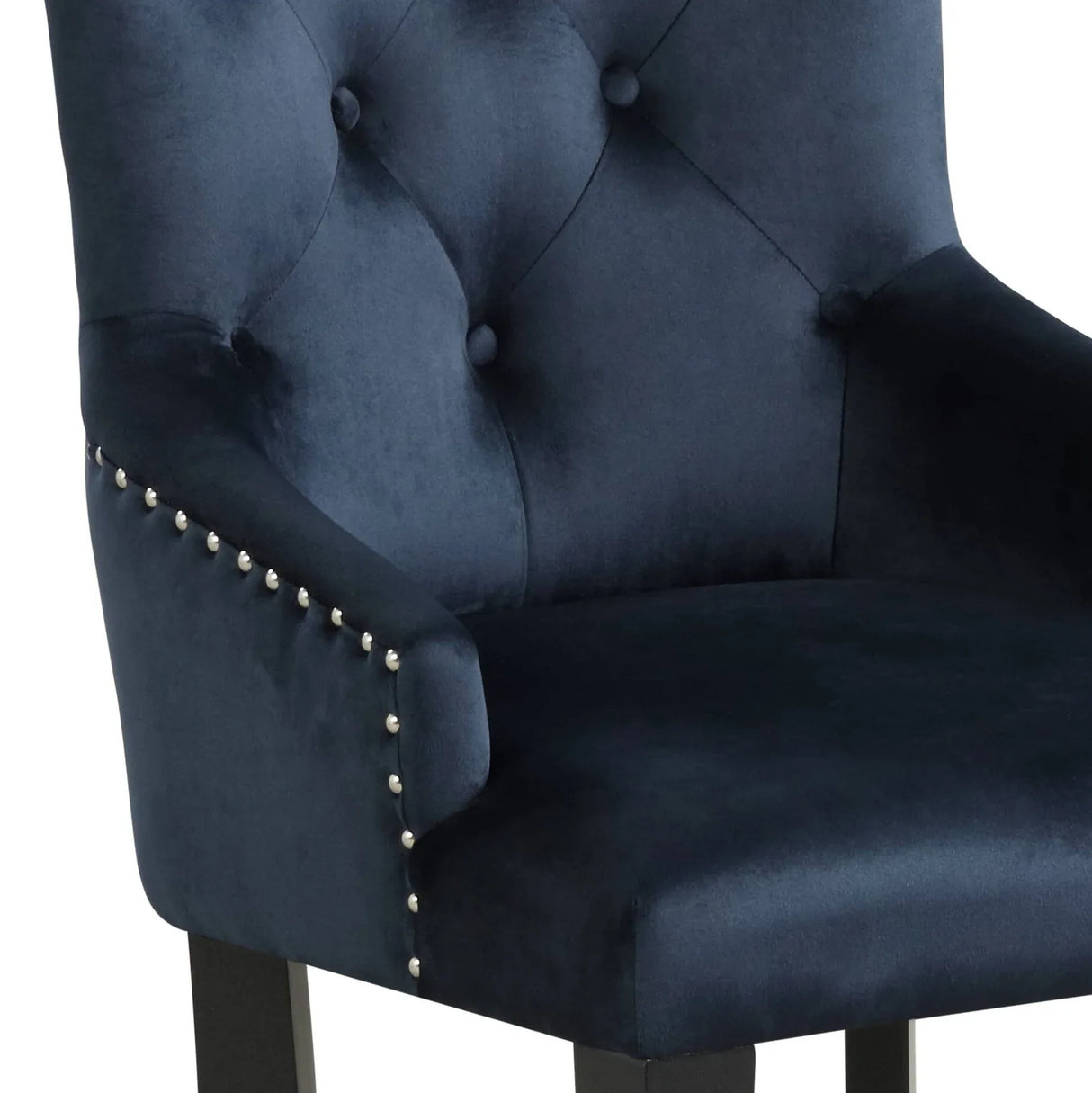 Dark Navy Velvet Parson Side Chair With Wood Legs - Omega Lifestyles