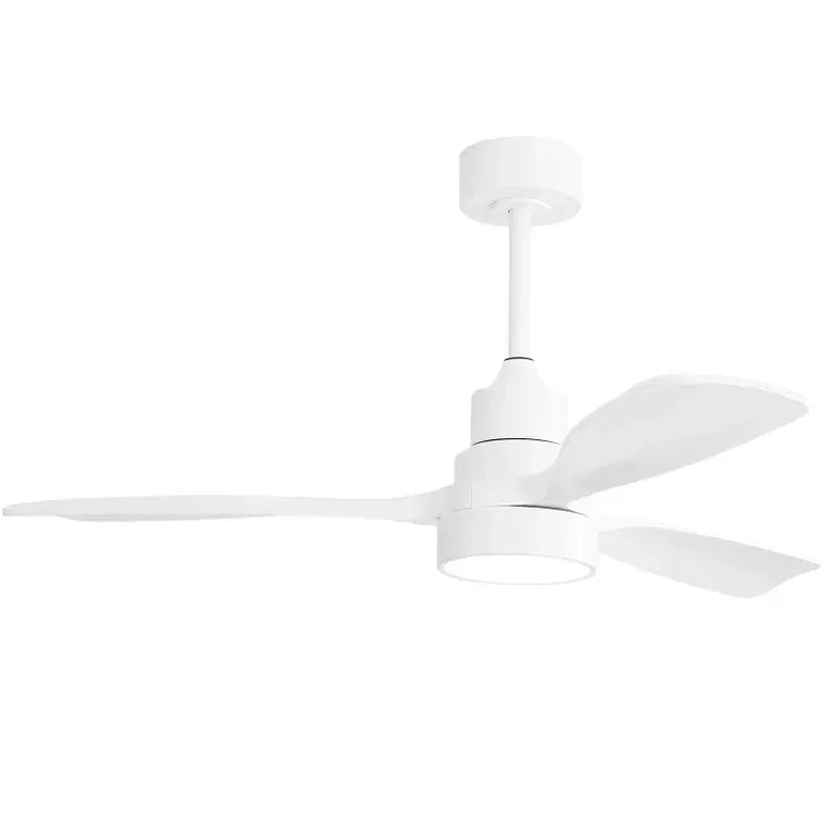 48-Inch White Wood Ceiling Fan With Remote Light - Omega Lifestyles