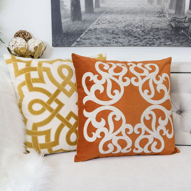 20-Inch Orange Polyester Velvet Pillowcase Cover - Omega Lifestyles