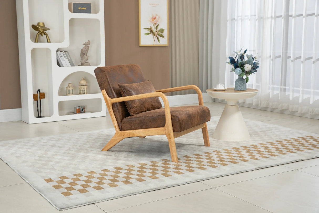 Mid Century Modern Fabric Accent Chair With Waist Cushion - Omega Lifestyles