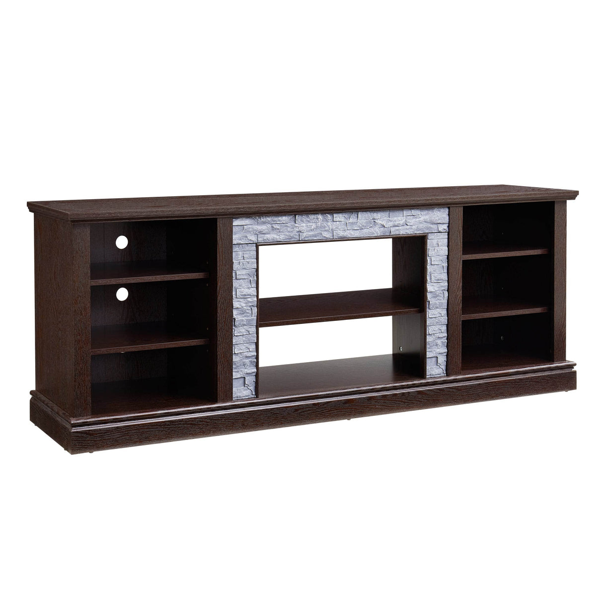 Cherry Faux Stacked Stone TV Stand With Storage Cabinet - Sleep Galleria