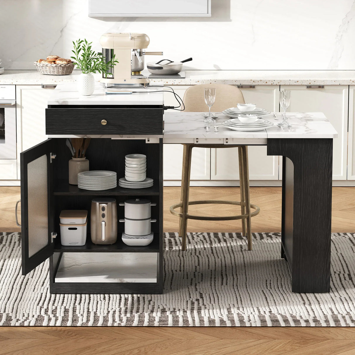 Extendable Dining Table Kitchen Island With Storage - Omega Lifestyles