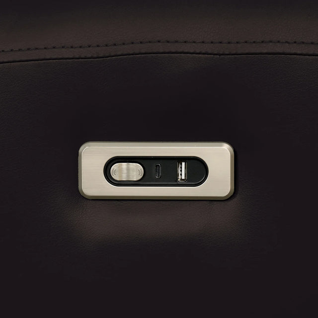 Contemporary Black Leatherette Power Recliner With USB Ports - Omega Lifestyles