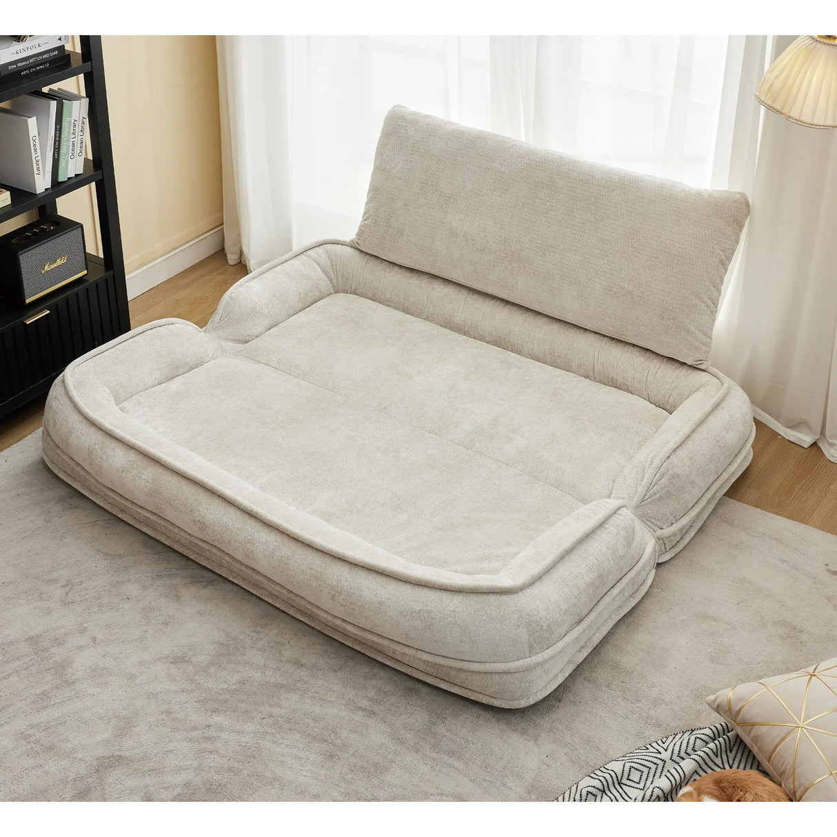 Medium-Soft Adjustable Loveseat Lazy Sofa With Chenille Upholstery - Omega Lifestyles