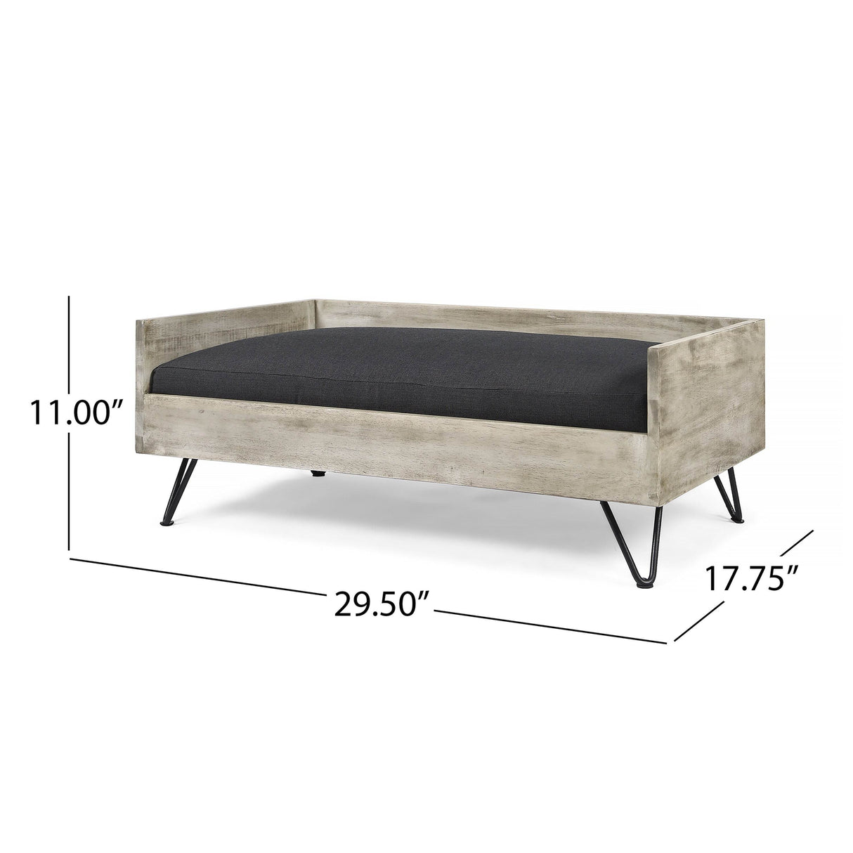 Mid-Century Modern Acacia Wood Dog Bed With Cushion - Sleep Galleria