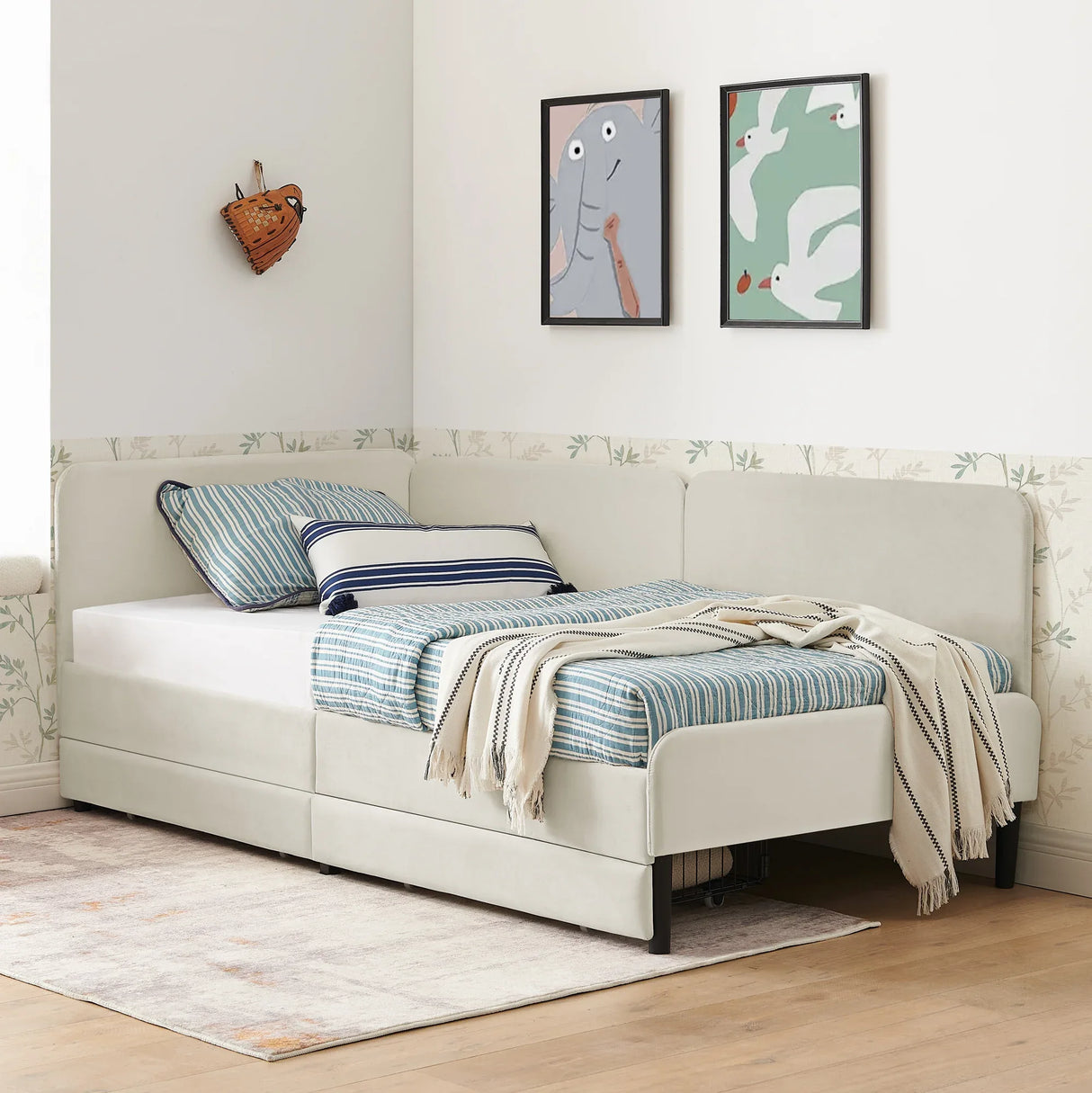 Twin Velvet Upholstered Platform Bed Frame With Storage - Omega Lifestyles
