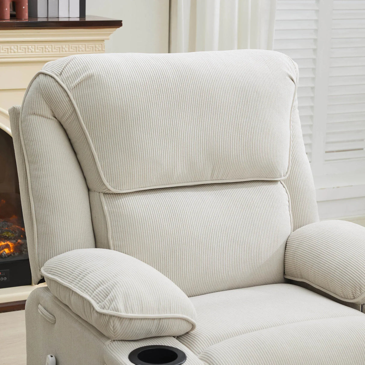 Ivory Remote-Controlled Heated Massage Assistive Recliner - Omega Lifestyles