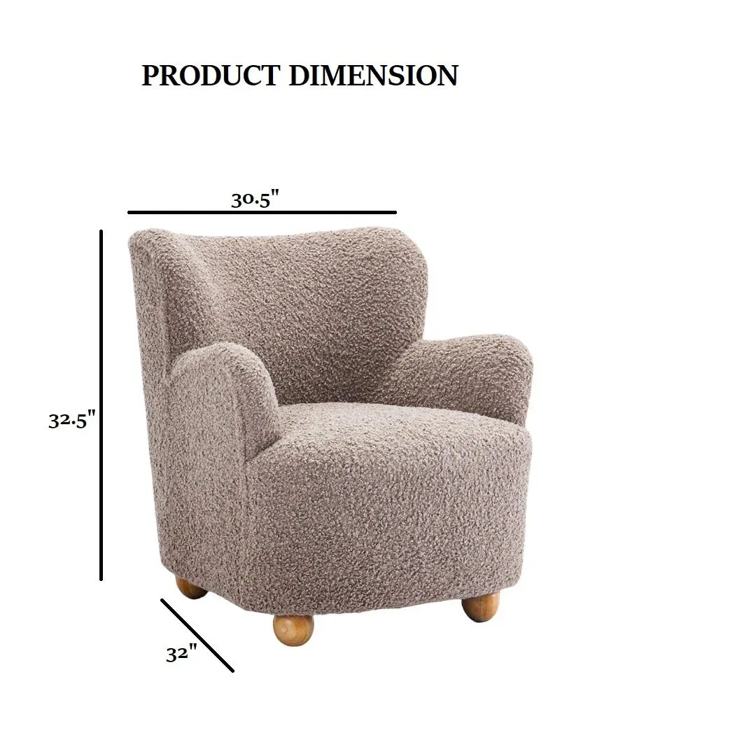 Contemporary Mushroom Fabric Curved Backrest Accent Chair - Omega Lifestyles