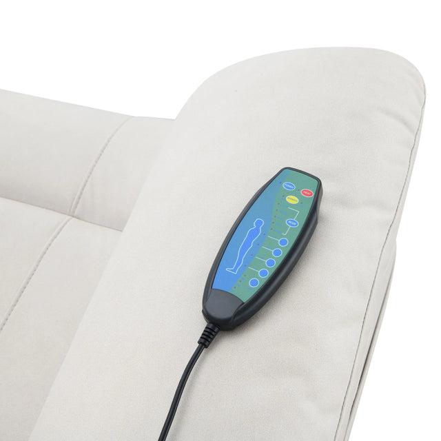 Beige Polished Microfiber Power Motion Massage Recliner Chair - Omega Lifestyles