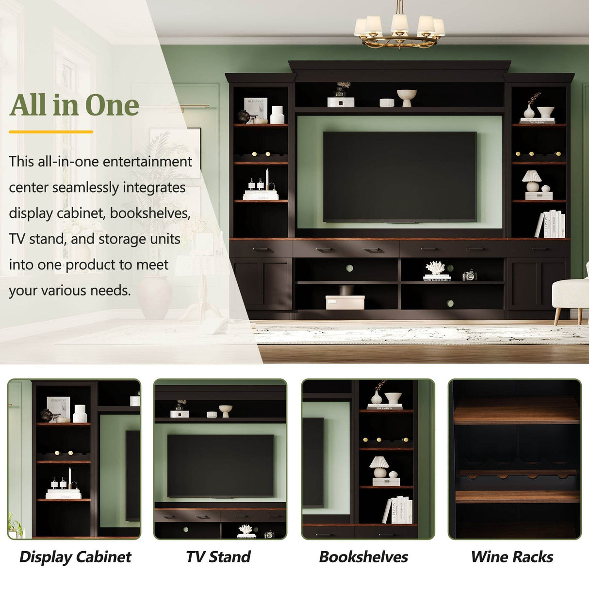 Farmhouse Mid-Century Walnut MDF TV Stand - Sleep Galleria